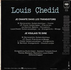 [Pochette de Je chante dans les transistors (Louis CHEDID) - verso]