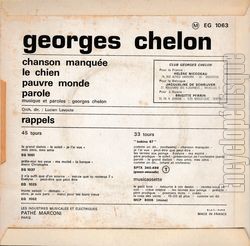 [Pochette de Chanson manque (Georges CHELON) - verso]