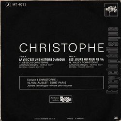 [Pochette de La vie c’est une histoire d’amour (CHRISTOPHE) - verso]