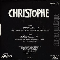 [Pochette de La dolce vita (CHRISTOPHE) - verso]