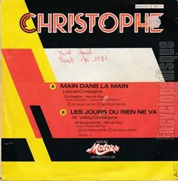 [Pochette de Main dans la main (CHRISTOPHE) - verso]