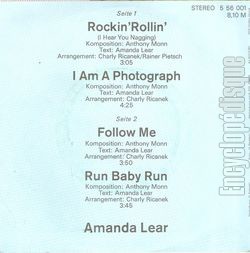 [Pochette de Rockin’ Rollin’ (I Hear You Nagging) (Amanda LEAR) - verso]