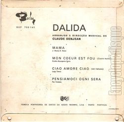 [Pochette de Ciao amore ciao (DALIDA) - verso]