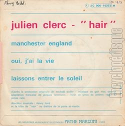 [Pochette de Manchester England (Julien CLERC) - verso]