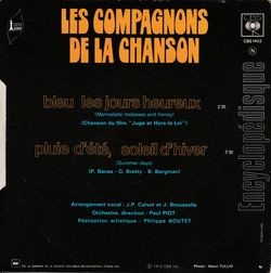 [Pochette de Bleu, les jours heureux (Les COMPAGNONS DE LA CHANSON) - verso]