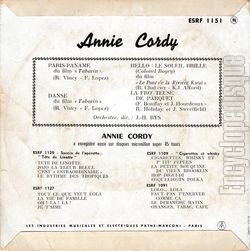 [Pochette de Hello, le soleil brille ! (Annie CORDY) - verso]