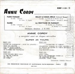 [Pochette de Paris Paname (Annie CORDY) - verso]