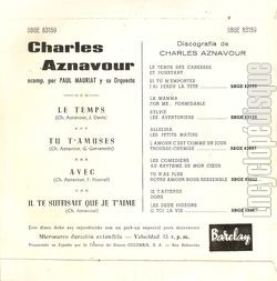 [Pochette de Le temps (Charles AZNAVOUR) - verso]