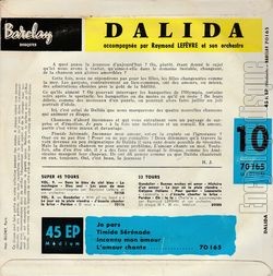 [Pochette de Je pars - N10 (DALIDA) - verso]