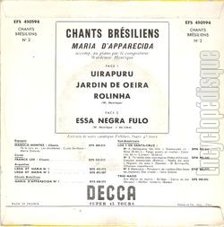 [Pochette de Chants brsiliens N2 (Maria D’APPARECIDA) - verso]