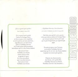 [Pochette de Taillefine - Gervais (PUBLICIT) - verso]