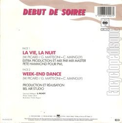 [Pochette de La vie, la nuit (DBUT DE SOIRE) - verso]