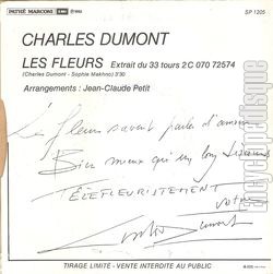 [Pochette de Les fleurs (Charles DUMONT) - verso]