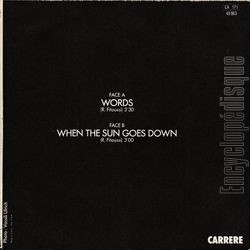 [Pochette de Words (F.R. DAVID) - verso]