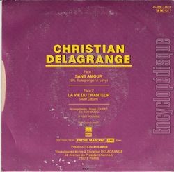 [Pochette de Sans amour (Christian DELAGRANGE) - verso]