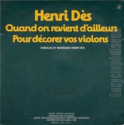 [Pochette de Quand on revient d’ailleurs (Henri DS) - verso]