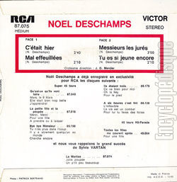 [Pochette de C’tait hier (Nol DESCHAMPS) - verso]