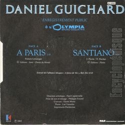 [Pochette de A Paris - Santiano (Daniel GUICHARD) - verso]