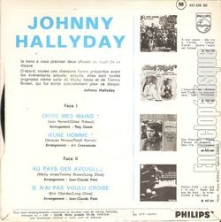 [Pochette de Entre mes mains (Johnny HALLYDAY) - verso]