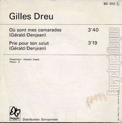 [Pochette de O sont mes camarades (Gilles DREU) - verso]