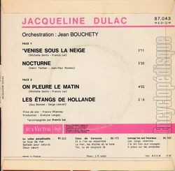 [Pochette de Venise sous la neige (Jacqueline DULAC) - verso]