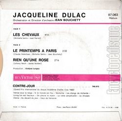 [Pochette de Les chevaux (Jacqueline DULAC) - verso]