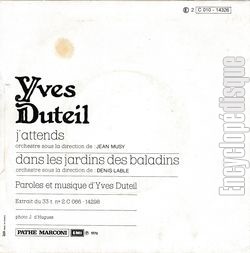 [Pochette de J’attends (Yves DUTEIL) - verso]