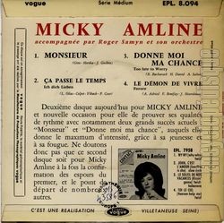 [Pochette de Monsieur (Micky AMLINE) - verso]