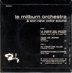 [Pochette de La saison des amours (Le MILBURN ORCHESTRA) - verso]