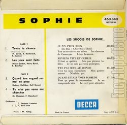 [Pochette de Tente ta chance (SOPHIE) - verso]