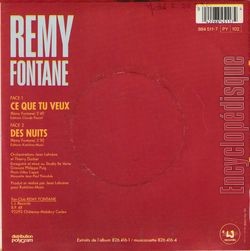 [Pochette de Ce que tu veux (Rmy FONTANE) - verso]