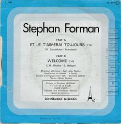 [Pochette de Et je t’aimerai toujours (Stephan FORMAN) - verso]