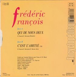 [Pochette de Qui de nous deux (Frdric FRANOIS) - verso]