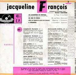 [Pochette de Les lavandires du Portugal (Jacqueline FRANOIS) - verso]