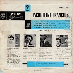 [Pochette de L’air de Paris - 9me srie (Jacqueline FRANOIS) - verso]