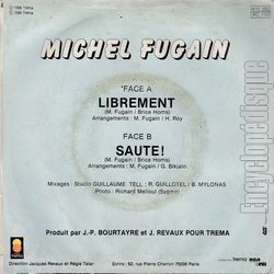 [Pochette de Librement (Michel FUGAIN) - verso]