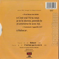 [Pochette de Babacar (France GALL) - verso]