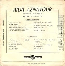 [Pochette de Dansons, mon amour (Ada AZNAVOUR) - verso]