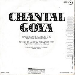 [Pochette de Notre chanson d’amour (Chantal GOYA) - verso]