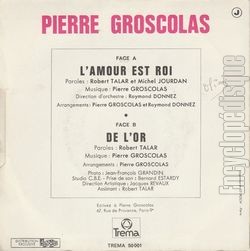 [Pochette de L’amour est roi (Pierre GROSCOLAS) - verso]