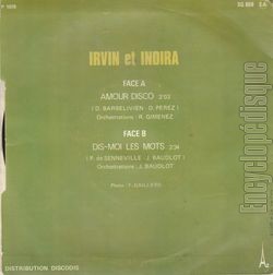 [Pochette de Amour disco (IRVIN ET INDIRA) - verso]