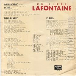 [Pochette de Cœur de loup (Philippe LAFONTAINE) - verso]