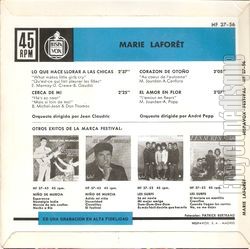 [Pochette de Lo que hace llorar a las chicas (Marie LAFORT) - verso]