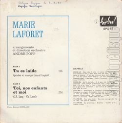 [Pochette de Tu es laide (Marie LAFORT) - verso]