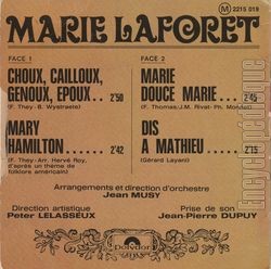 [Pochette de Choux, cailloux, genoux, poux (Marie LAFORT) - verso]