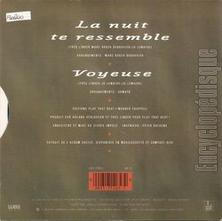 [Pochette de La nuit te ressemble (Jo LEMAIRE) - verso]