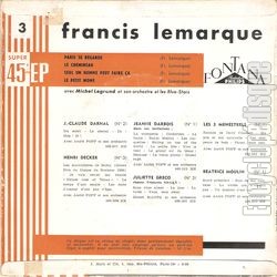 [Pochette de Paris se regarde (Francis LEMARQUE) - verso]