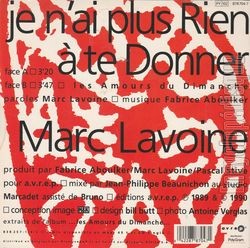 [Pochette de Je n’ai plus rien  te donner (Marc LAVOINE) - verso]