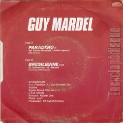 [Pochette de Paradisio (Guy MARDEL) - verso]