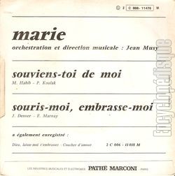 [Pochette de Souviens-toi de moi / Souris-moi, embrasse-moi (MARIE (alias de Marie-France DUFOUR)) - verso]